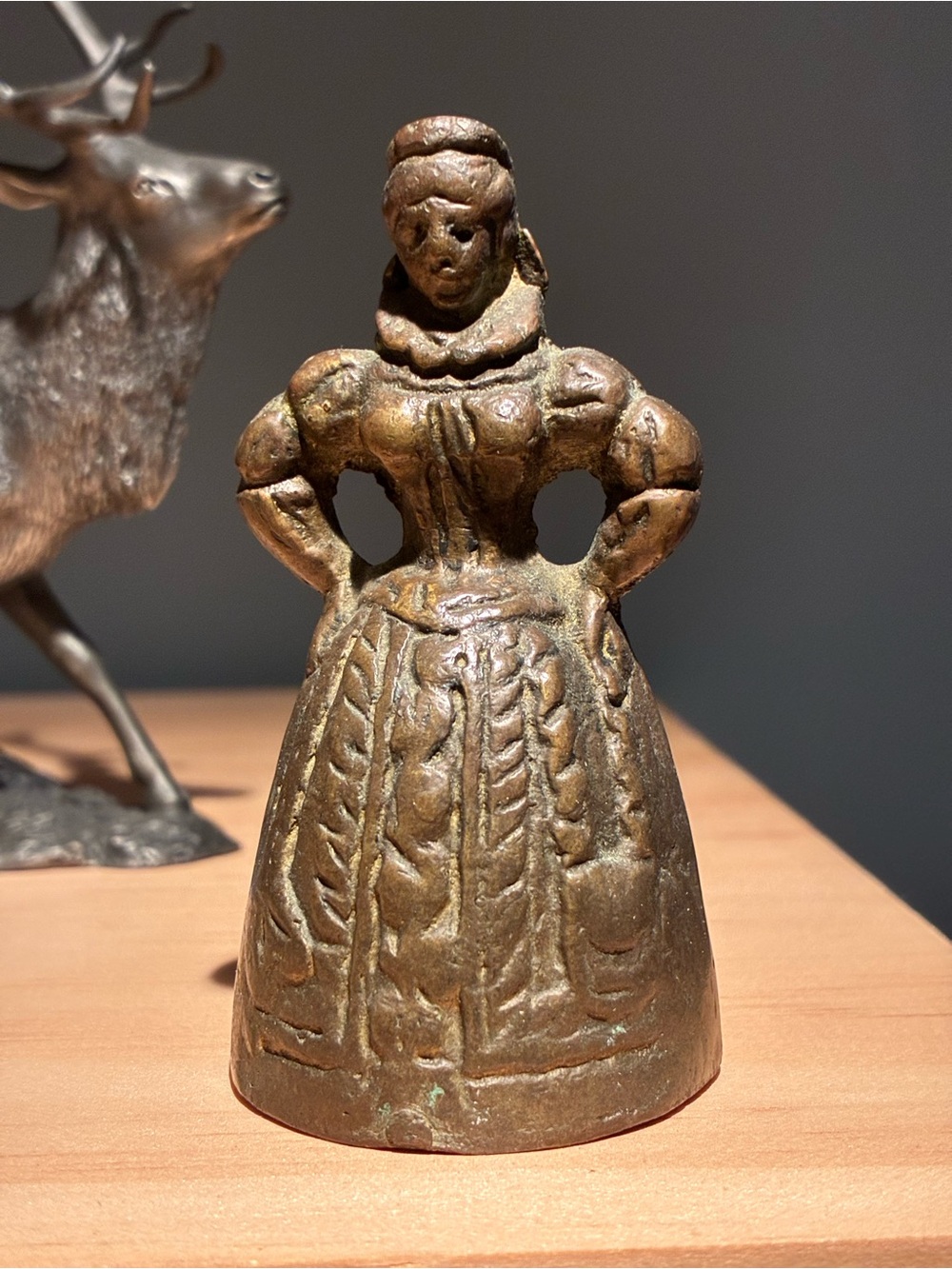 VINTAGE SOLID BRASS LADY BELL